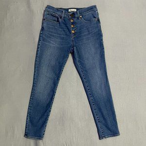 MADEWELL Women 9"  Mid-Rise Skinny Crop Jeans Button Front 29 Blue